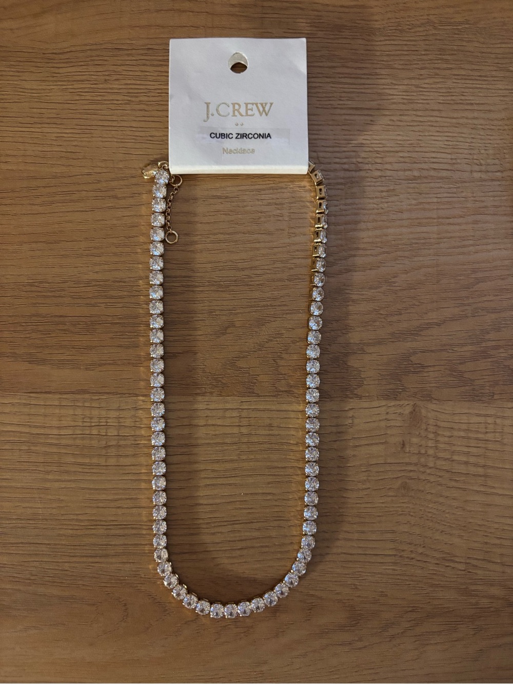 J. Crew Gold Cubic Zirconia Tennis Necklace - Clear Stones
